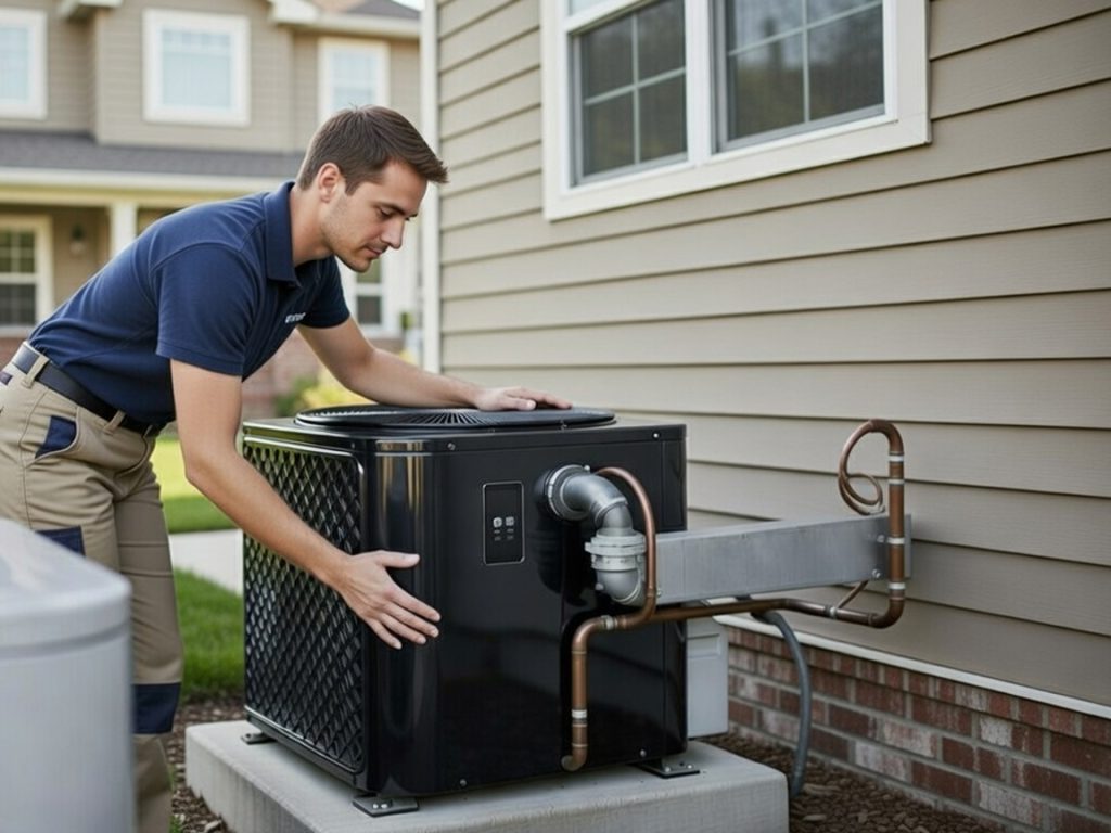 hvac technician servicing an air conditioning unit